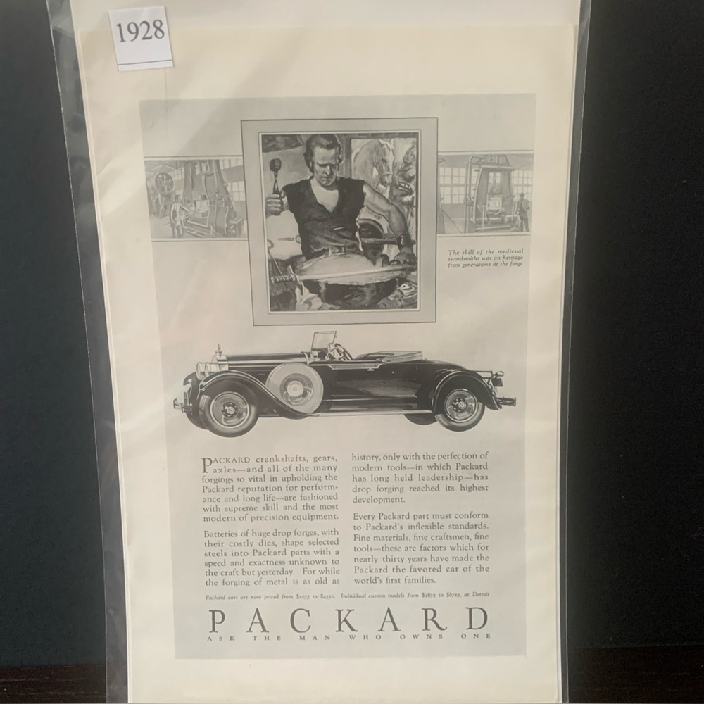 Vintage 1928 Packard Crank Shafts Gears Axels Ad Advertisement